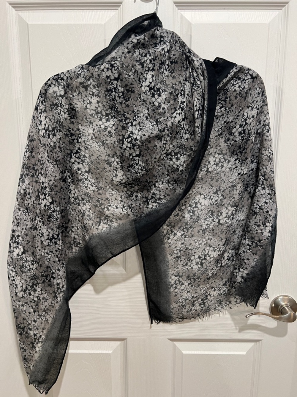 Fraas Black and White Floral Sheer Scarf Wrap
